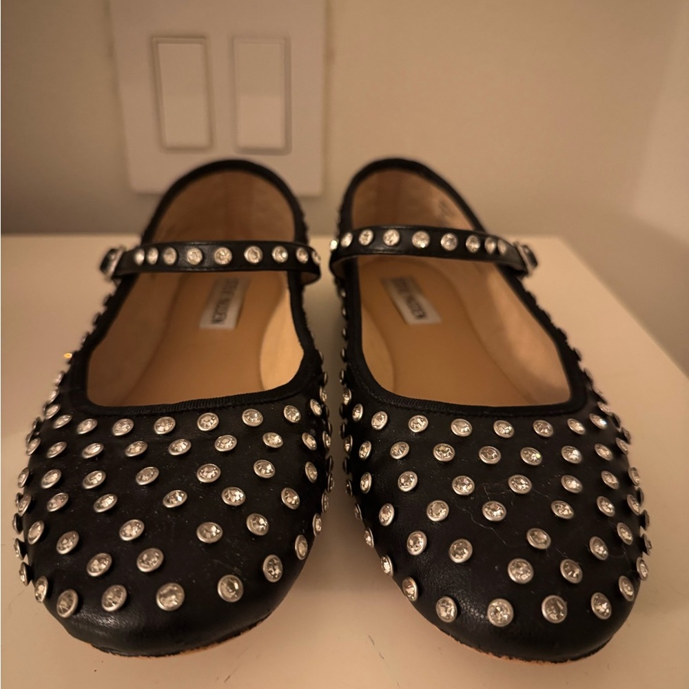Steve Madden Black Studded Mary Jane Flats